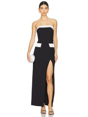 ALL THE WAYS Isolde Strapless Maxi Dress in Black & White XLarge NWT Womens